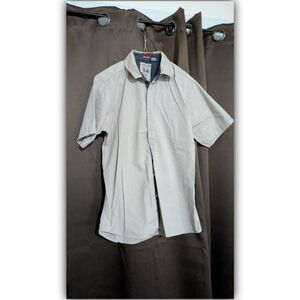 Swiss Cross Button Short Sleeve Shirt Fitted Size M